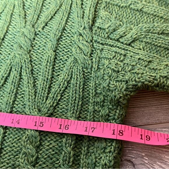 Aran Crafts Ireland 100% merino wool toggle cardigan sweater green sz XS - Picture 4 of 5